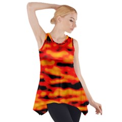 Red  Waves Abstract Series No17 Side Drop Tank Tunic by DimitriosArt