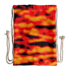 Red  Waves Abstract Series No17 Drawstring Bag (large) by DimitriosArt