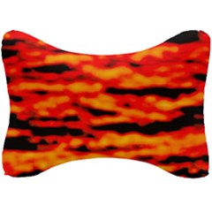 Red  Waves Abstract Series No17 Seat Head Rest Cushion by DimitriosArt