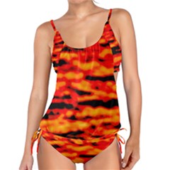 Red  Waves Abstract Series No17 Tankini Set by DimitriosArt