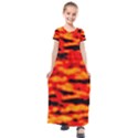 Red  Waves Abstract Series No17 Kids  Short Sleeve Maxi Dress View1