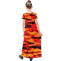 Red  Waves Abstract Series No17 Kids  Short Sleeve Maxi Dress View2