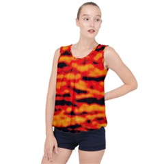 Red  Waves Abstract Series No17 Bubble Hem Chiffon Tank Top by DimitriosArt