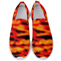 Red  Waves Abstract Series No17 Men s Slip On Sneakers by DimitriosArt