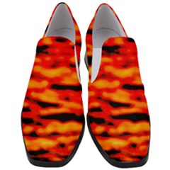 Red  Waves Abstract Series No17 Women Slip On Heel Loafers by DimitriosArt