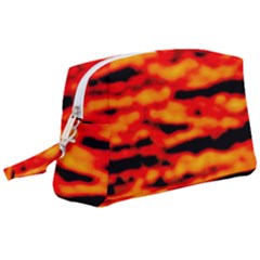 Red  Waves Abstract Series No17 Wristlet Pouch Bag (large) by DimitriosArt