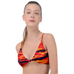 Red  Waves Abstract Series No17 Knot Up Bikini Top by DimitriosArt