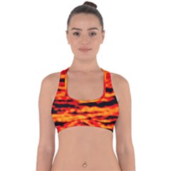 Red  Waves Abstract Series No17 Cross Back Hipster Bikini Top  by DimitriosArt