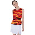 Red  Waves Abstract Series No17 Women s Sleeveless Sports Top View1