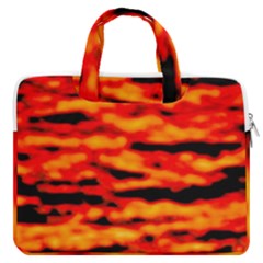 Red  Waves Abstract Series No17 Macbook Pro Double Pocket Laptop Bag (large) by DimitriosArt