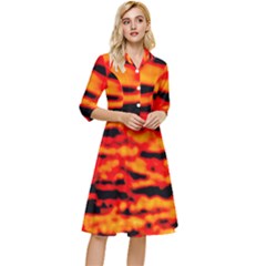 Red  Waves Abstract Series No17 Classy Knee Length Dress