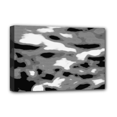 Black Waves Abstract Series No 1 Deluxe Canvas 18  X 12  (stretched) by DimitriosArt