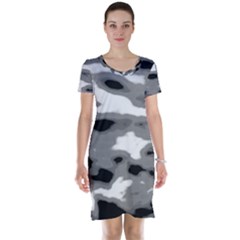 Black Waves Abstract Series No 1 Short Sleeve Nightdress by DimitriosArt