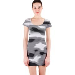 Black Waves Abstract Series No 1 Short Sleeve Bodycon Dress by DimitriosArt