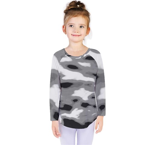 Black Waves Abstract Series No 1 Kids  Long Sleeve Tee by DimitriosArt