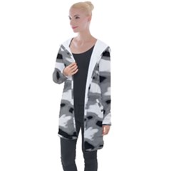 Black Waves Abstract Series No 1 Longline Hooded Cardigan by DimitriosArt