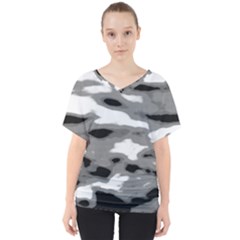 Black Waves Abstract Series No 1 V-neck Dolman Drape Top by DimitriosArt