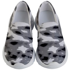 Black Waves Abstract Series No 1 Kids Lightweight Slip Ons by DimitriosArt