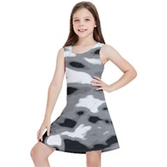 Black Waves Abstract Series No 1 Kids  Lightweight Sleeveless Dress by DimitriosArt