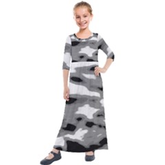 Black Waves Abstract Series No 1 Kids  Quarter Sleeve Maxi Dress by DimitriosArt