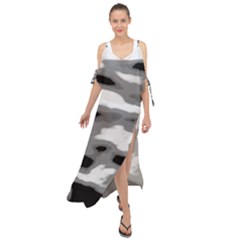 Black Waves Abstract Series No 1 Maxi Chiffon Cover Up Dress by DimitriosArt