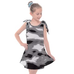 Black Waves Abstract Series No 1 Kids  Tie Up Tunic Dress by DimitriosArt