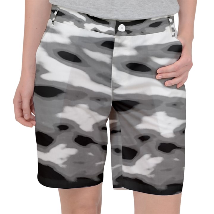 Black Waves Abstract Series No 1 Pocket Shorts