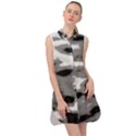 Black Waves Abstract Series No 1 Sleeveless Shirt Dress View1