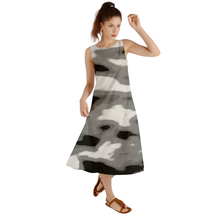 Black Waves Abstract Series No 1 Summer Maxi Dress