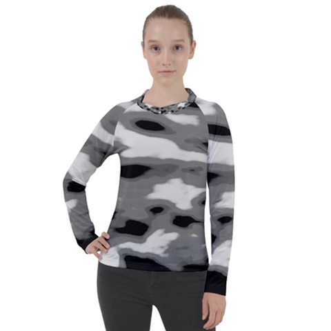 Black Waves Abstract Series No 1 Women s Pique Long Sleeve Tee by DimitriosArt