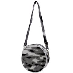 Black Waves Abstract Series No 1 Crossbody Circle Bag by DimitriosArt