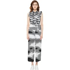 Black Waves Abstract Series No 1 Women s Frill Top Jumpsuit by DimitriosArt