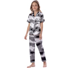 Black Waves Abstract Series No 1 Kids  Satin Short Sleeve Pajamas Set by DimitriosArt