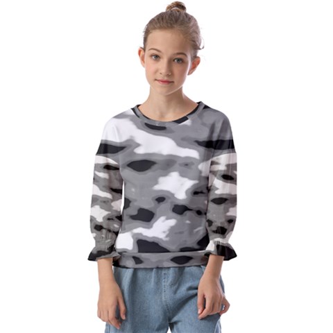 Black Waves Abstract Series No 1 Kids  Cuff Sleeve Top by DimitriosArt