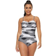 Black Waves Abstract Series No 1 Retro Full Coverage Swimsuit