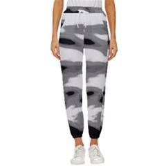 Black Waves Abstract Series No 1 Cropped Drawstring Pants by DimitriosArt