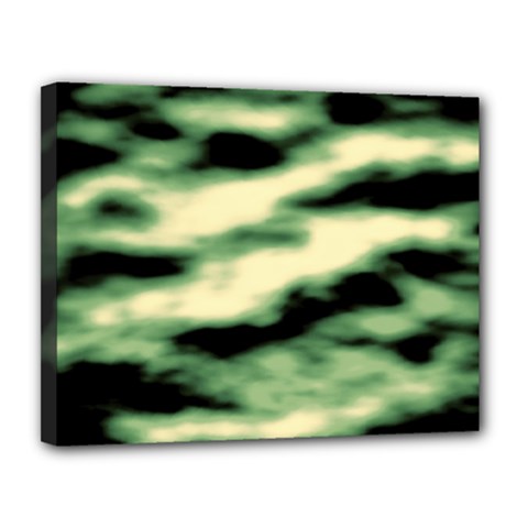 Green  Waves Abstract Series No14 Canvas 14  X 11  (stretched) by DimitriosArt