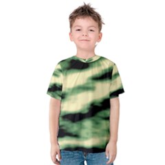 Green  Waves Abstract Series No14 Kids  Cotton Tee