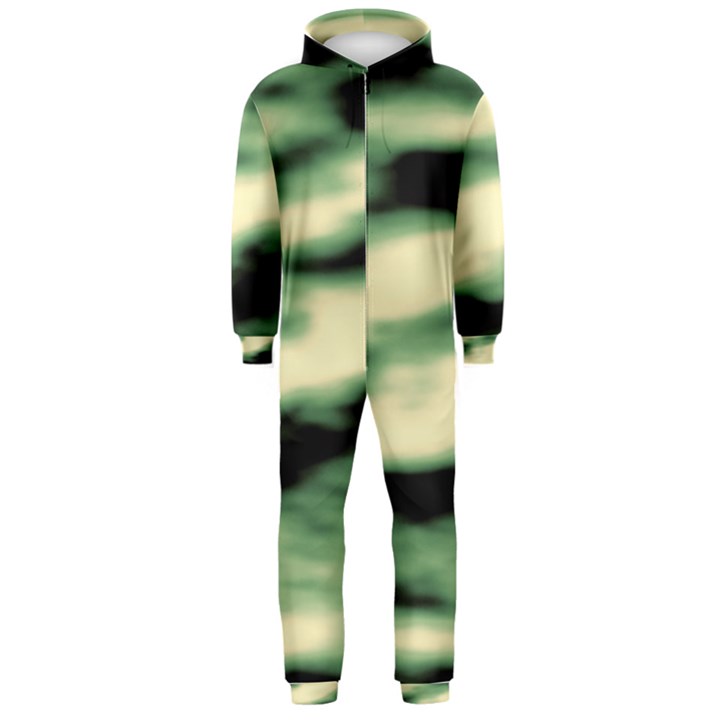 Green  Waves Abstract Series No14 Hooded Jumpsuit (Men) 