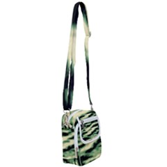 Green  Waves Abstract Series No14 Shoulder Strap Belt Bag by DimitriosArt