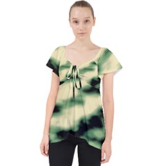 Green  Waves Abstract Series No14 Lace Front Dolly Top by DimitriosArt