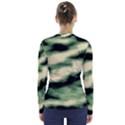 Green  Waves Abstract Series No14 V-Neck Long Sleeve Top View2