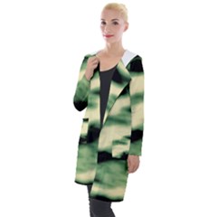 Green  Waves Abstract Series No14 Hooded Pocket Cardigan by DimitriosArt