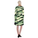 Green  Waves Abstract Series No14 Long Sleeve Velvet Front Wrap Dress View2