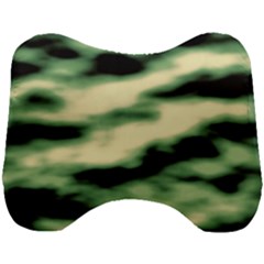 Green  Waves Abstract Series No14 Head Support Cushion by DimitriosArt