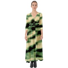 Green  Waves Abstract Series No14 Button Up Boho Maxi Dress by DimitriosArt