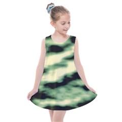 Green  Waves Abstract Series No14 Kids  Summer Dress by DimitriosArt