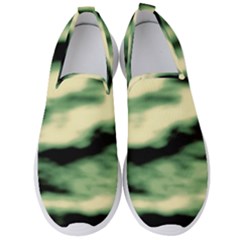 Green  Waves Abstract Series No14 Men s Slip On Sneakers by DimitriosArt