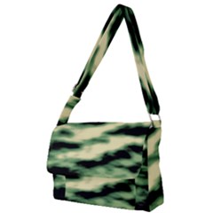 Green  Waves Abstract Series No14 Full Print Messenger Bag (l) by DimitriosArt