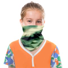 Green  Waves Abstract Series No14 Face Covering Bandana (kids) by DimitriosArt